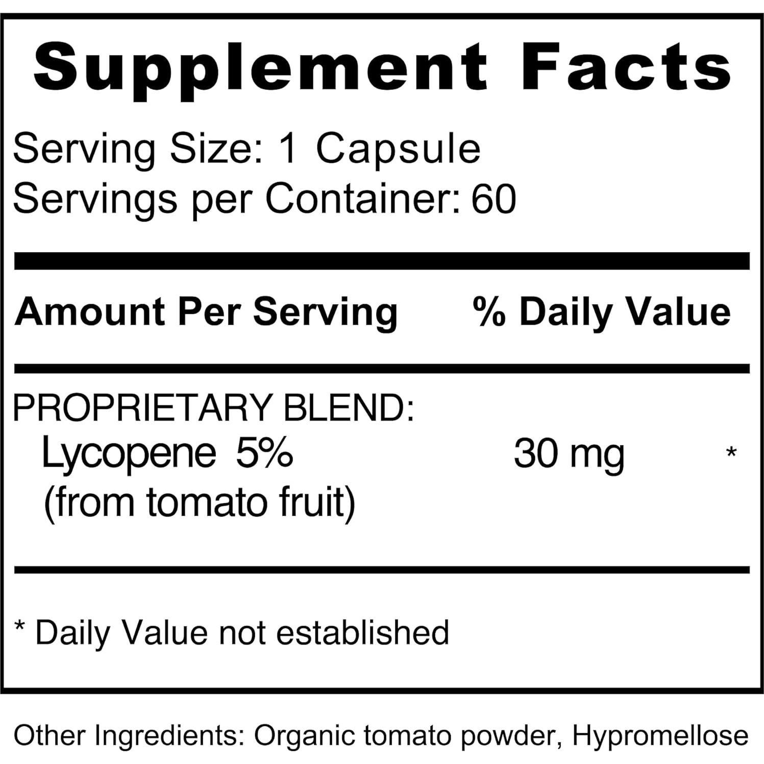 Suplemento de Licopeno Jiva Botanicals 30mg - 60 Cápsulas Veganas
