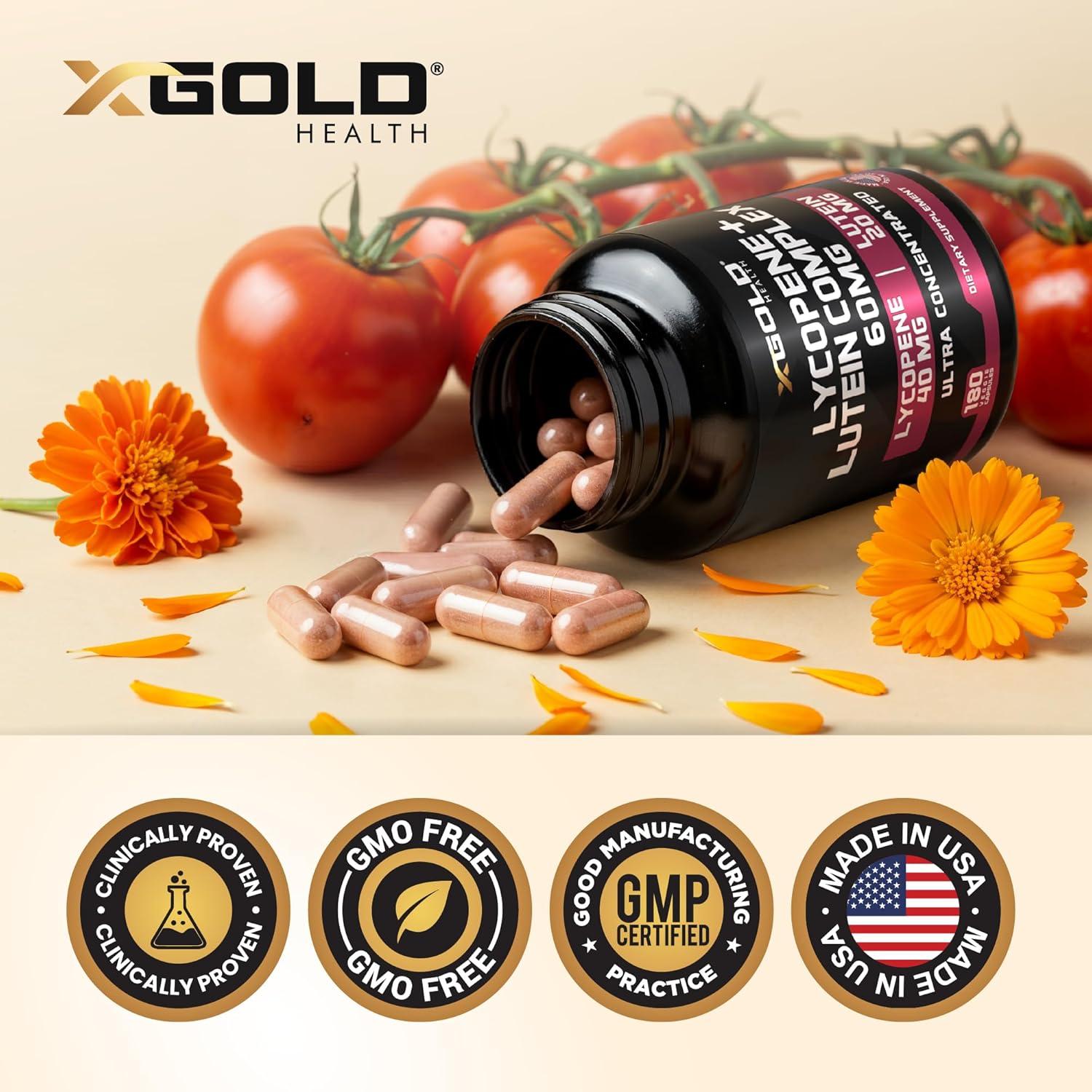 Suplemento Licopeno y Luteína 60mg X Gold Health 180 Cápsulas