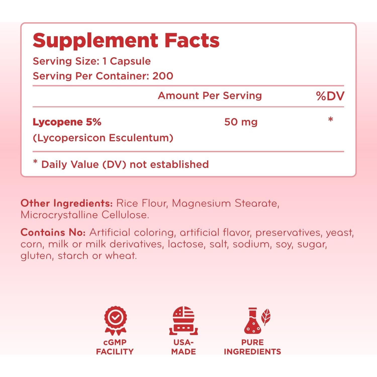 Suplemento de Licopeno Clear Formulas 50mg Antioxidante 200 Porciones