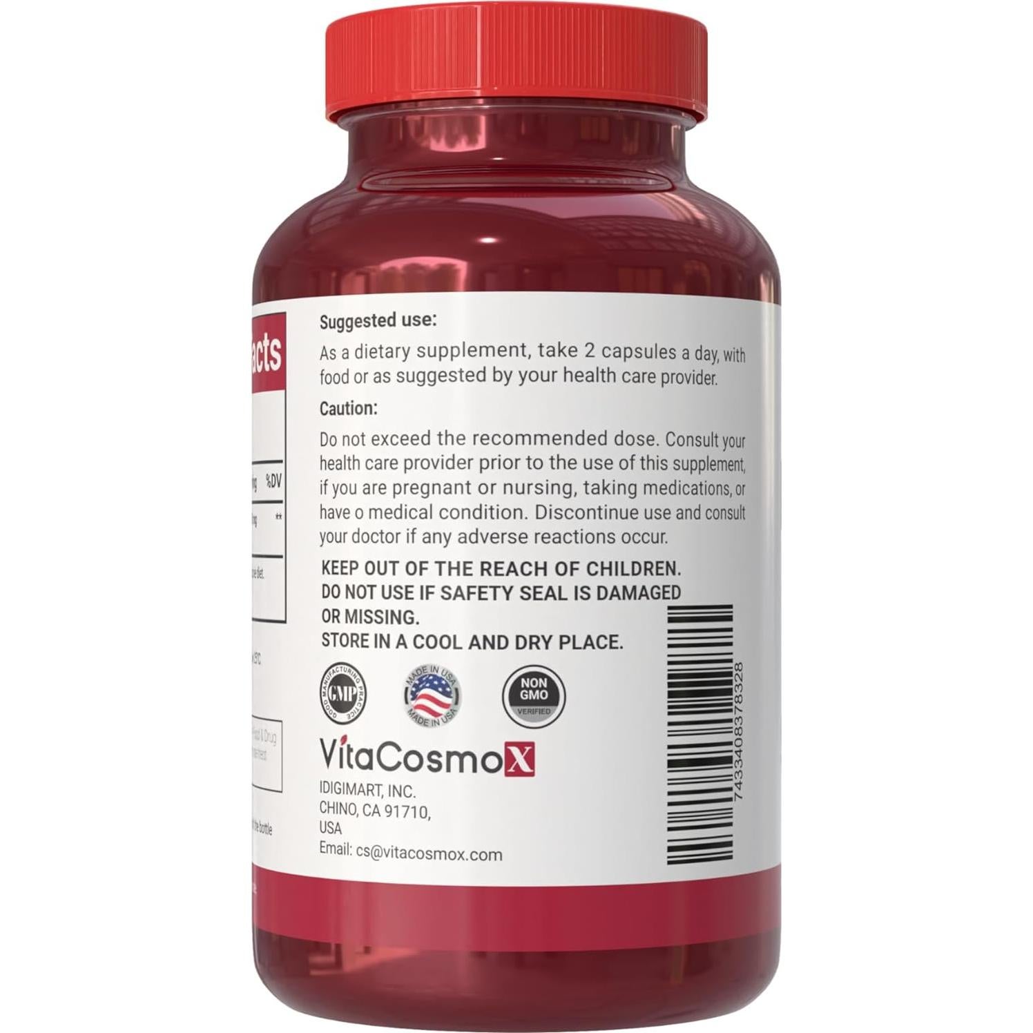 Cápsulas Veganas de Licopeno VitaCosmoX 50mg 180 Unidades