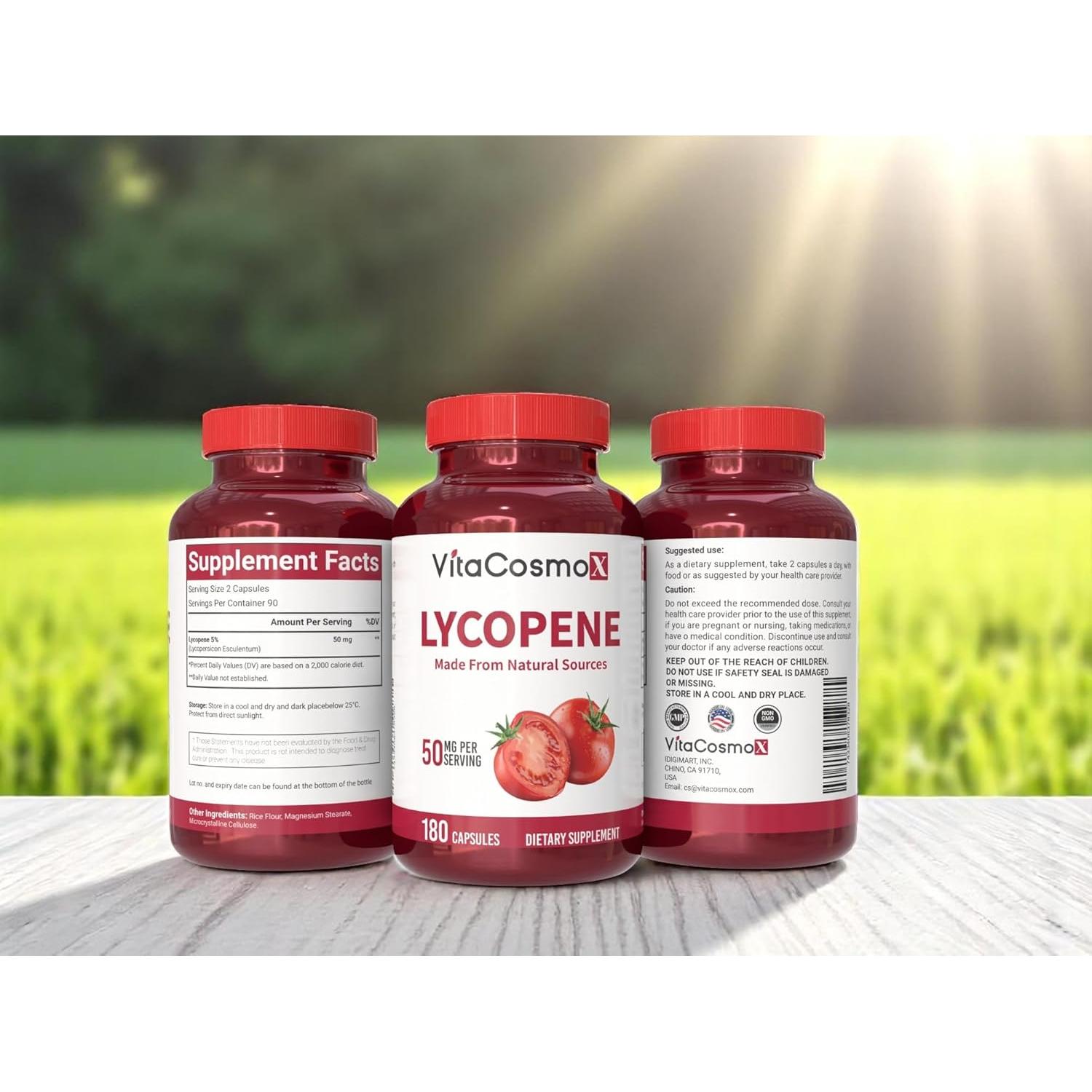 Cápsulas Veganas de Licopeno VitaCosmoX 50mg 180 Unidades