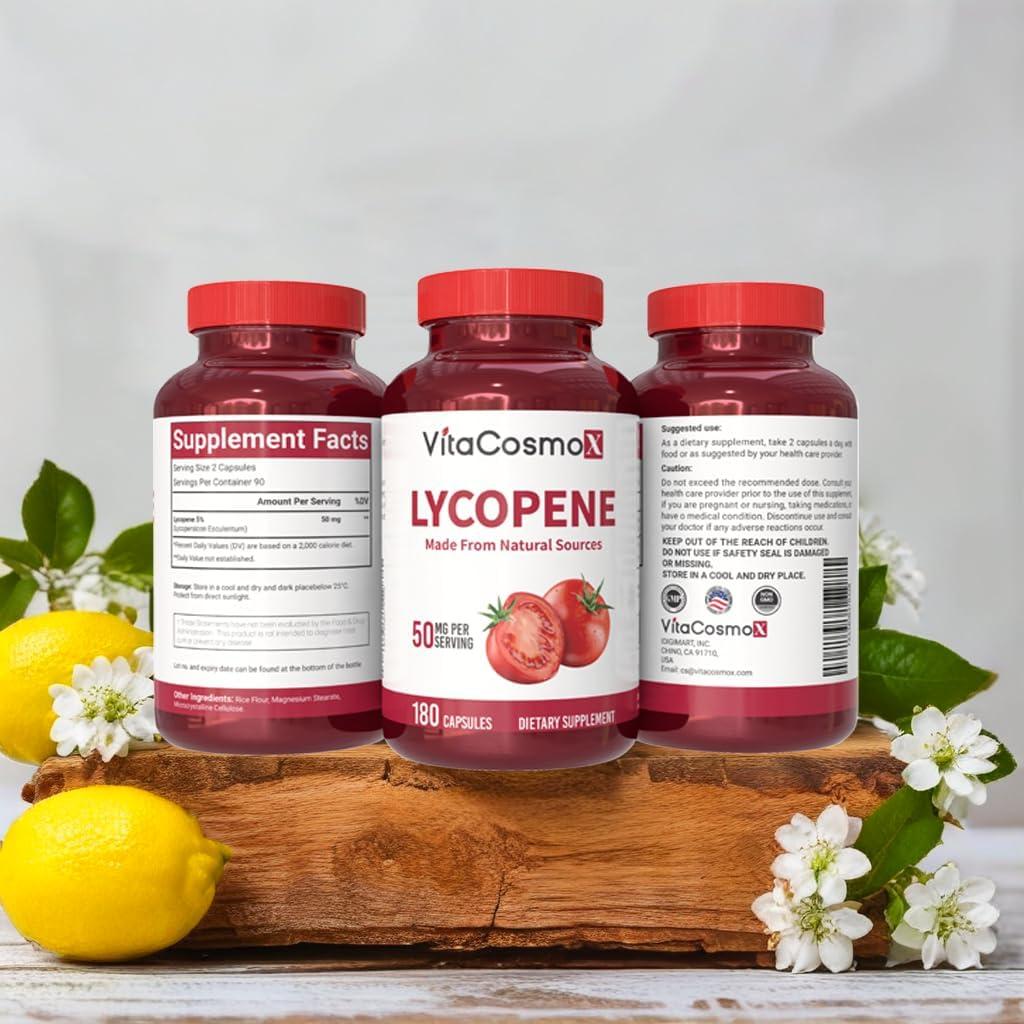 Cápsulas Veganas de Licopeno VitaCosmoX 50mg 180 Unidades