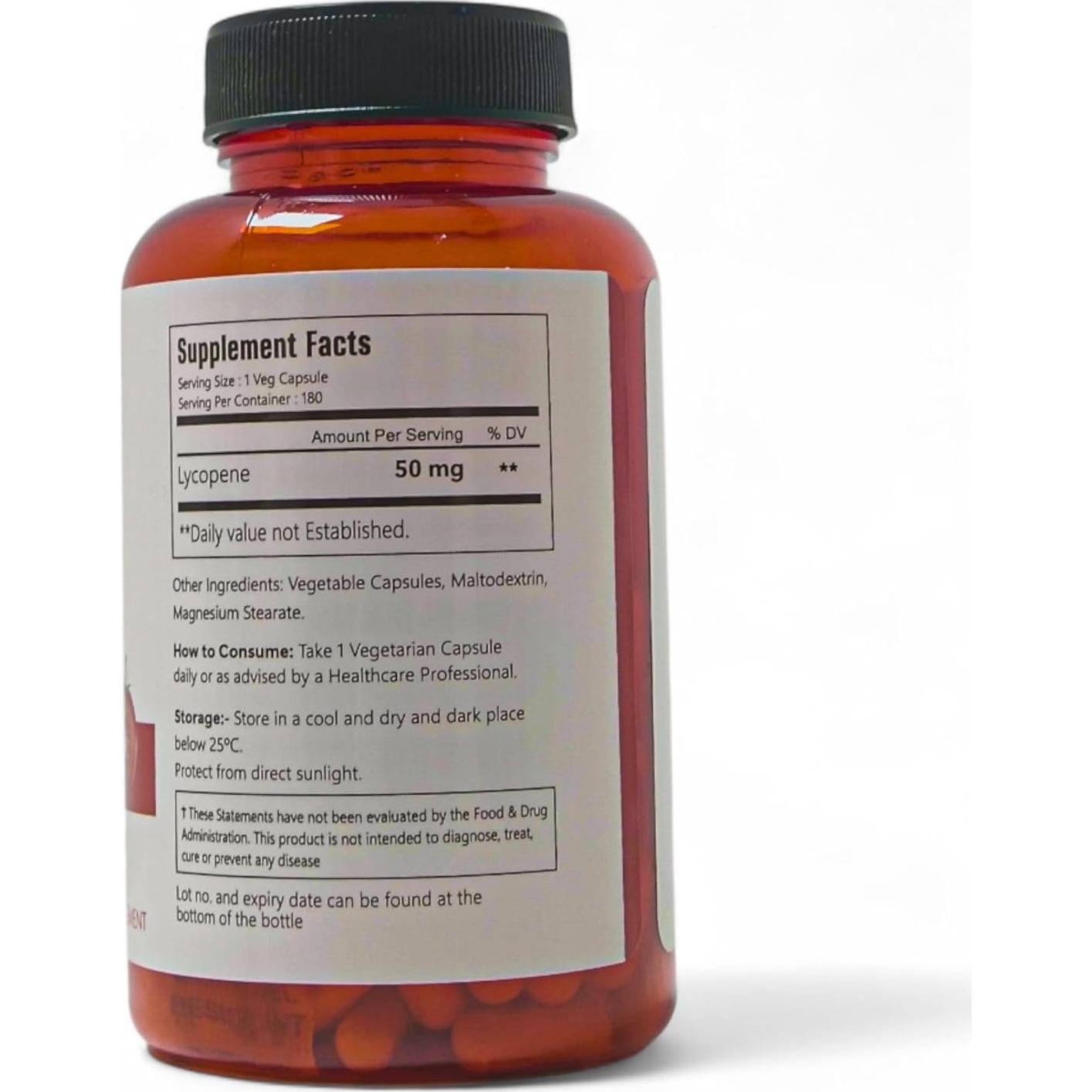 Cápsulas Veganas de Licopeno VitaCosmoX 50mg 180 Unidades