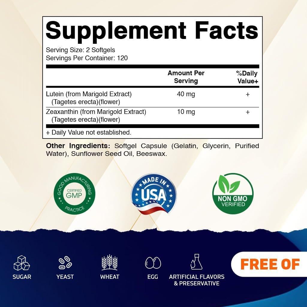Suplemento Vitamatic Luteína 40mg y Zeaxantina 10mg 240 Softgels