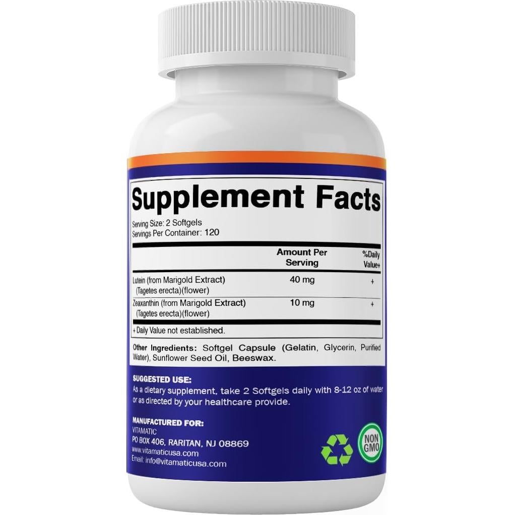 Suplemento Vitamatic Luteína 40mg y Zeaxantina 10mg 240 Softgels