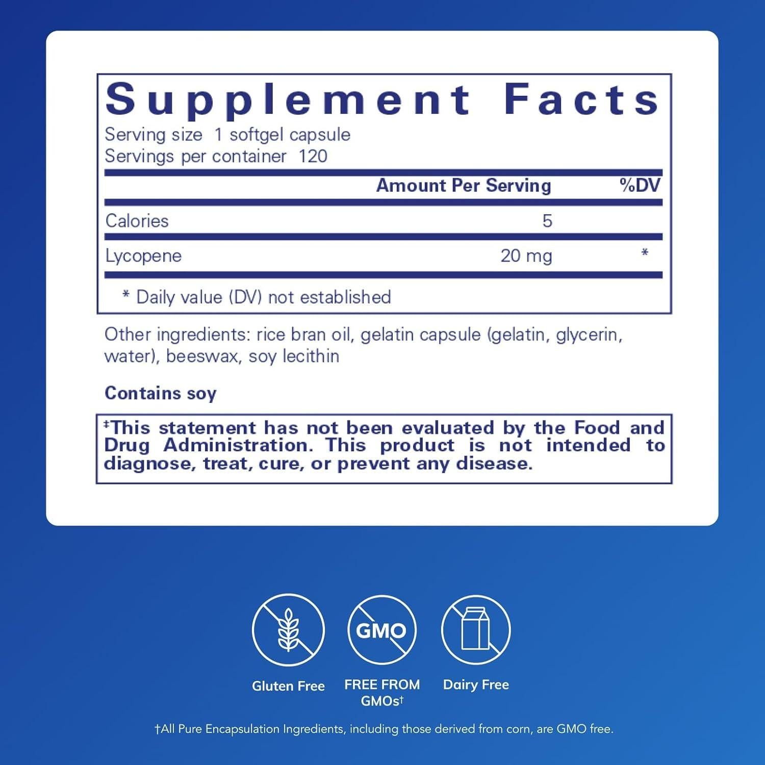 Licopeno 20 mg Pure Encapsulations | 120 Cápsulas Blandas