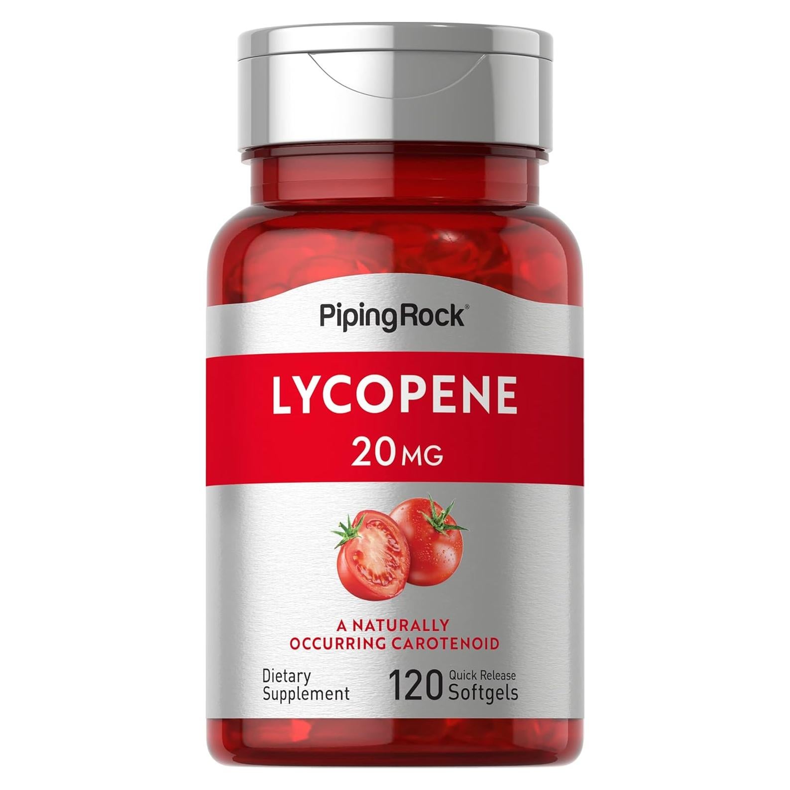 Suplemento de Licopeno Piping Rock 20mg 120 Gelatinas Blandas
