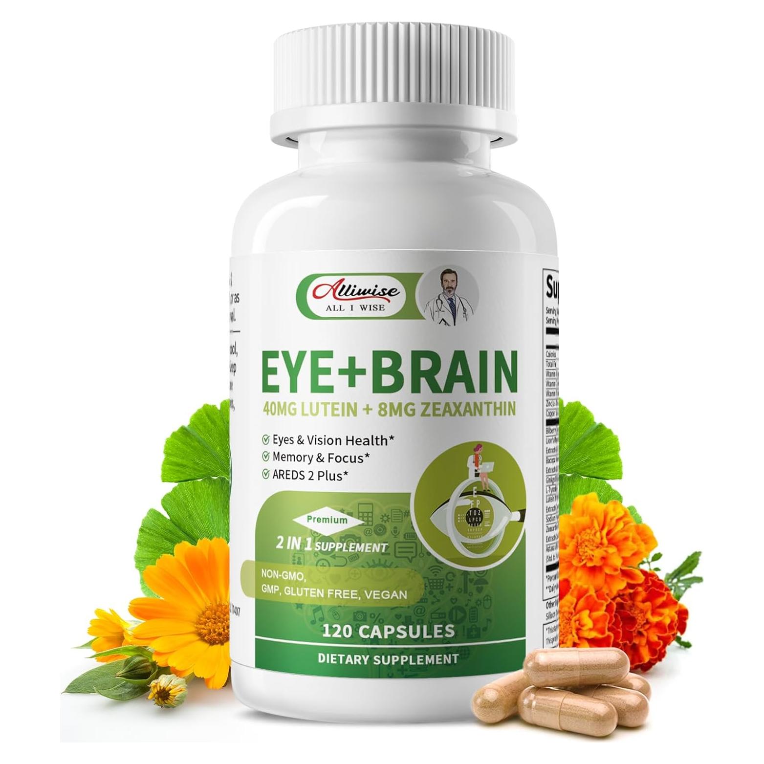 Vitaminas para Ojos Luteína 14 en 1 Alliwise 120 Cápsulas