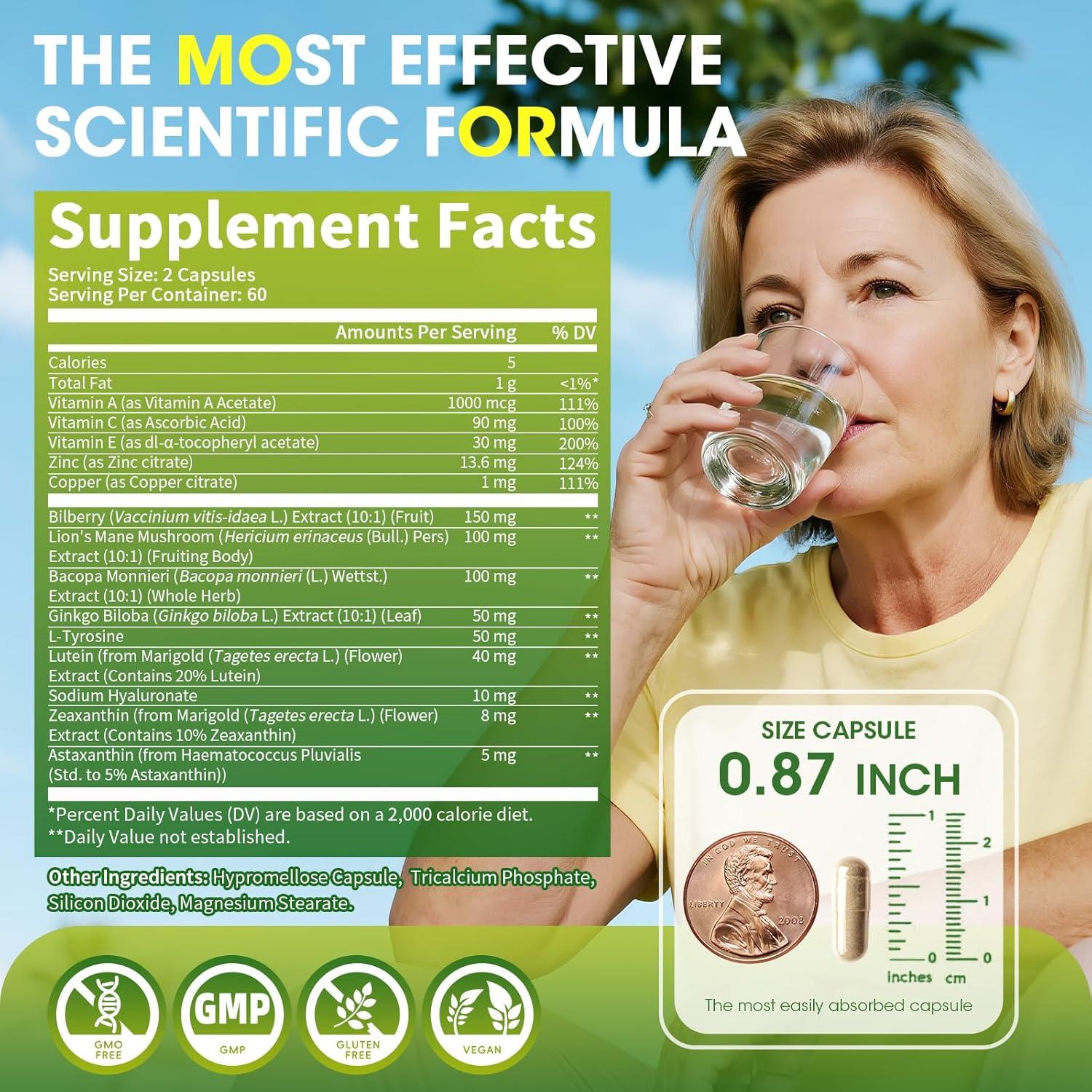 Vitaminas para Ojos Luteína 14 en 1 Alliwise 120 Cápsulas