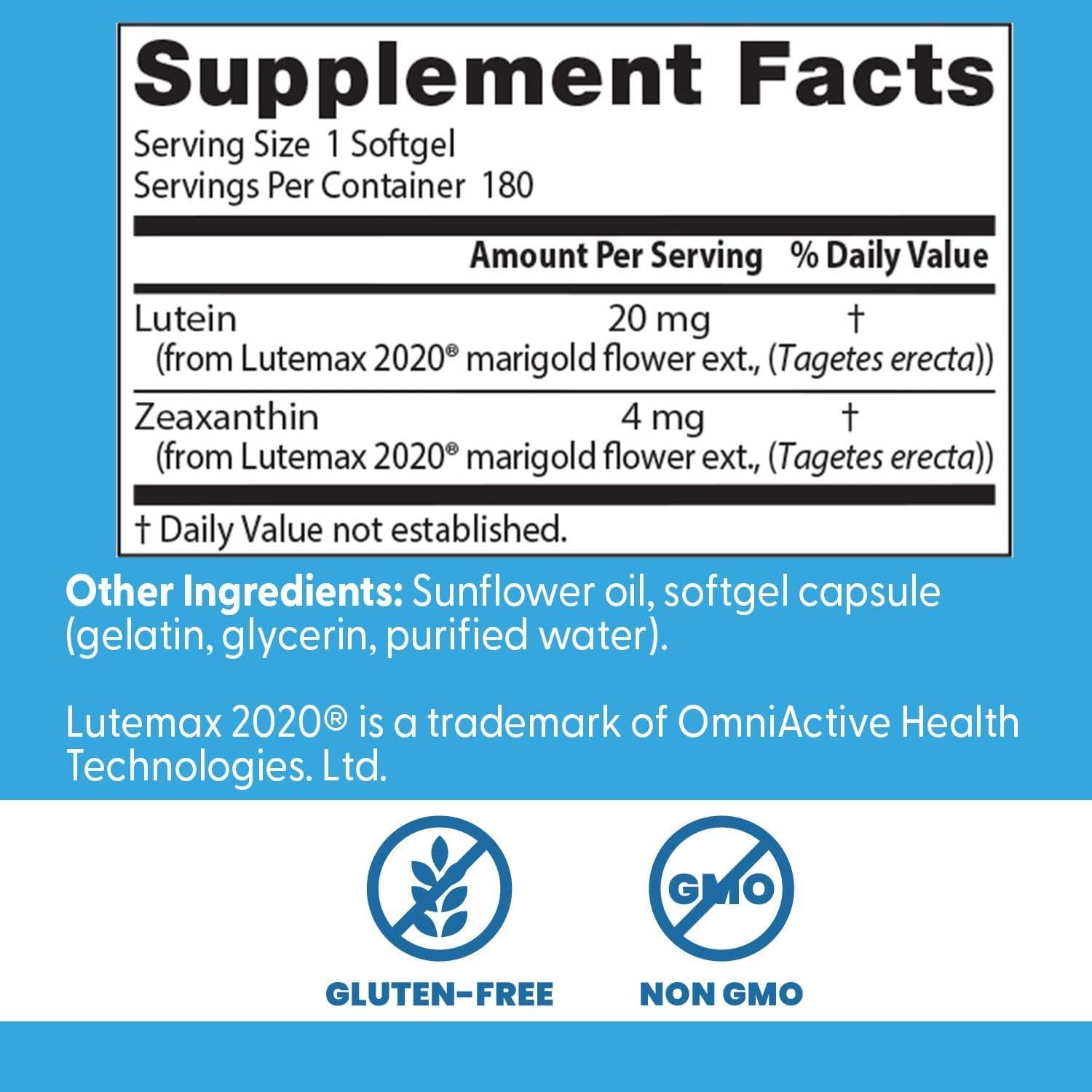 Luteína Doctor's Best 20 mg 180 Gelatinas Blandas Salud Ocular