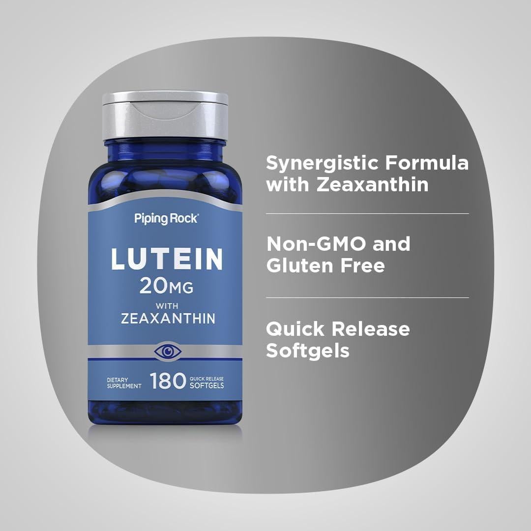 Suplemento de Luteína y Zeaxantina Piping Rock 20mg 180 Gelatinas