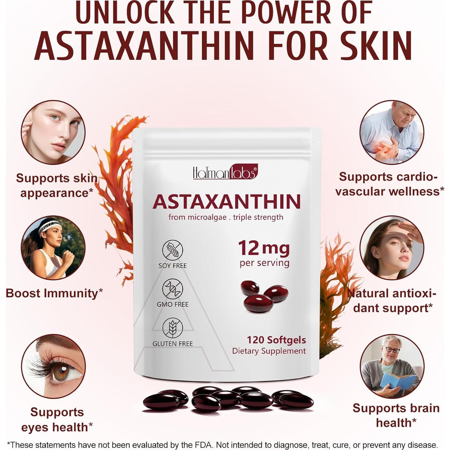 Astaxantina 12mg Premium 120 Gelatinas Blandas Antioxidante