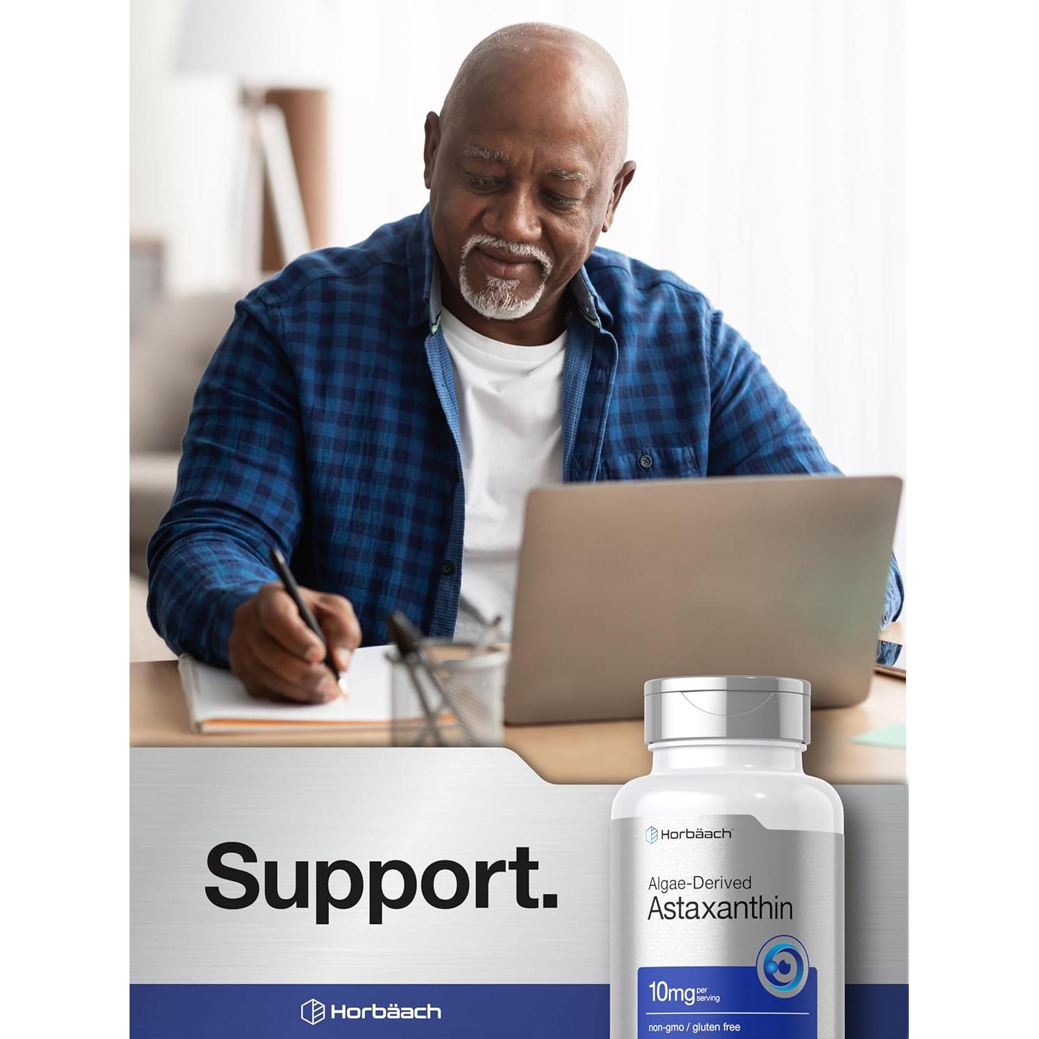 Astaxantina Horbäach 10mg 60 Softgels Antioxidante Natural