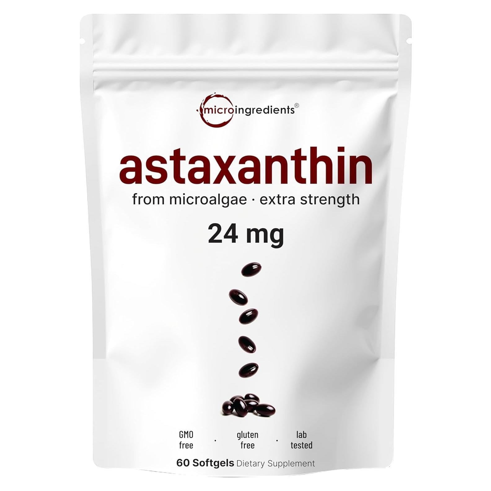 Suplemento de Astaxantina 24mg Micro Ingredients 60 Softgels