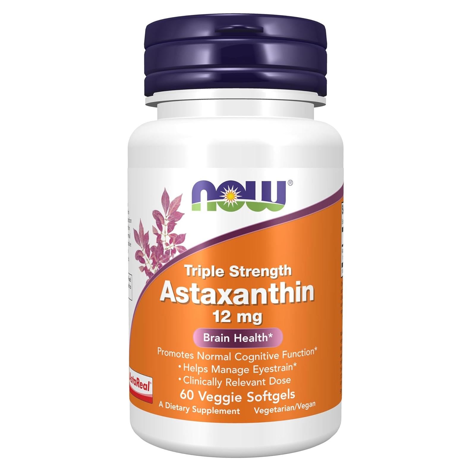 Astaxantina Triple Fuerza NOW 12 mg 60 Cápsulas Veganas