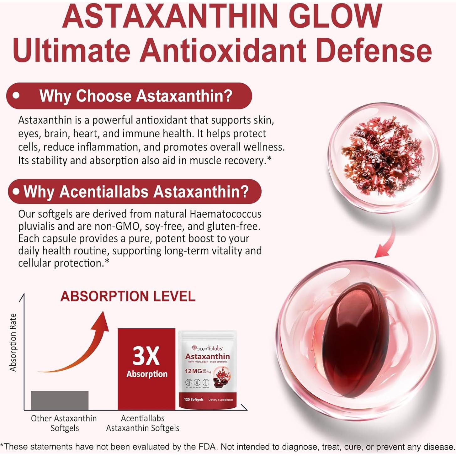 Astaxantina 12mg QYCOTXYR - Suplemento Antioxidante 120 Softgels