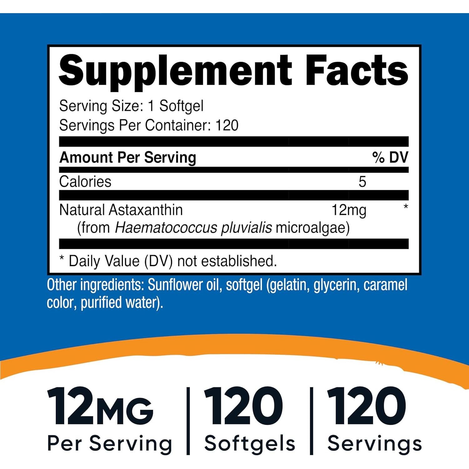 Nutricost Astaxantina 12mg 120 Gelatinas Blandas No OGM