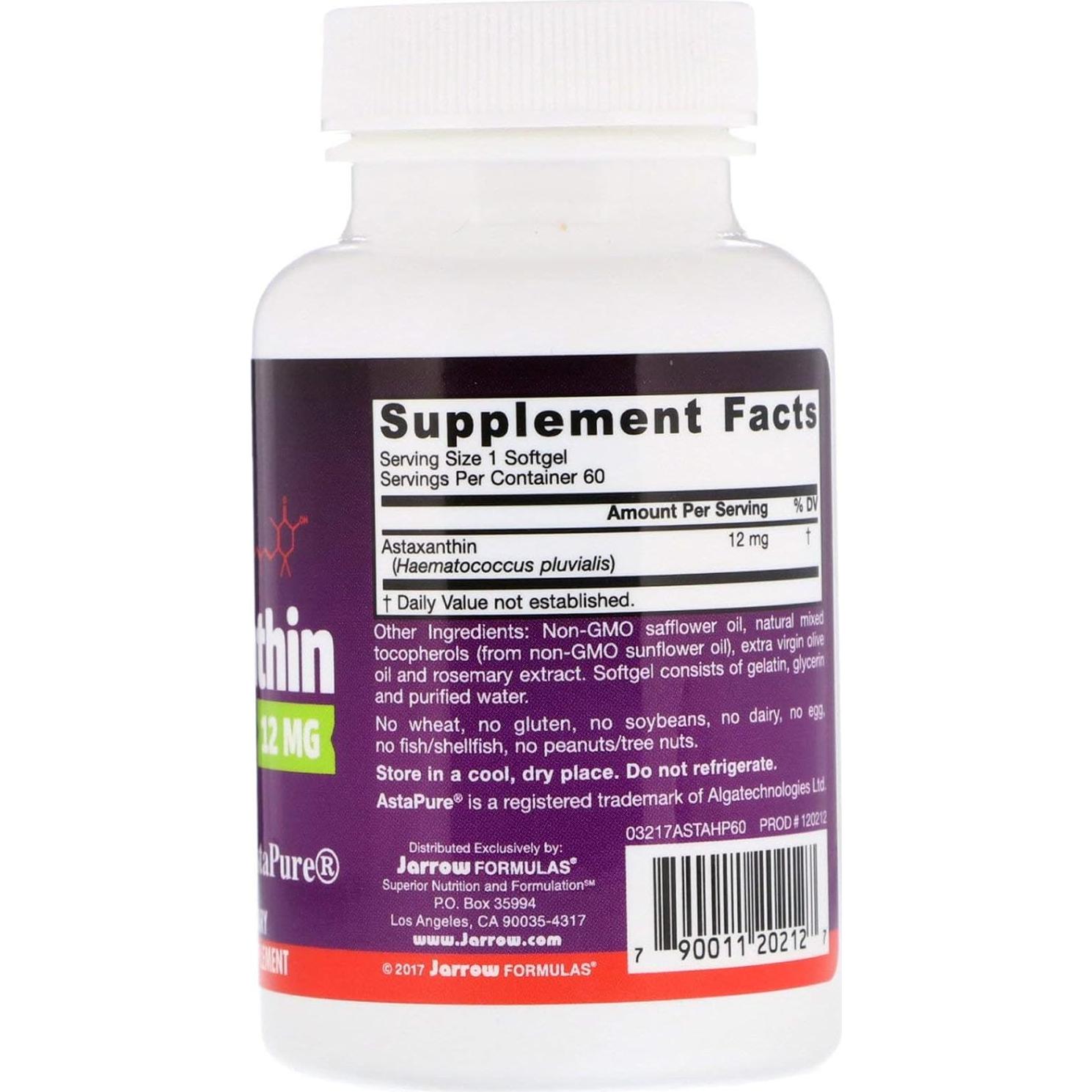 Suplemento Antioxidante Jarrow Formulas Astaxantina 12 mg 60 Gelatinas