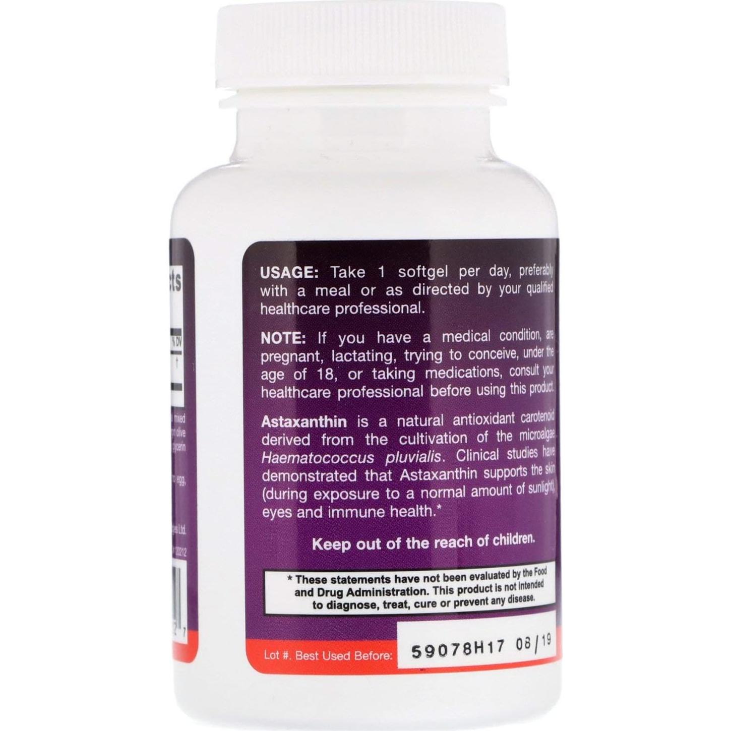 Suplemento Antioxidante Jarrow Formulas Astaxantina 12 mg 60 Gelatinas