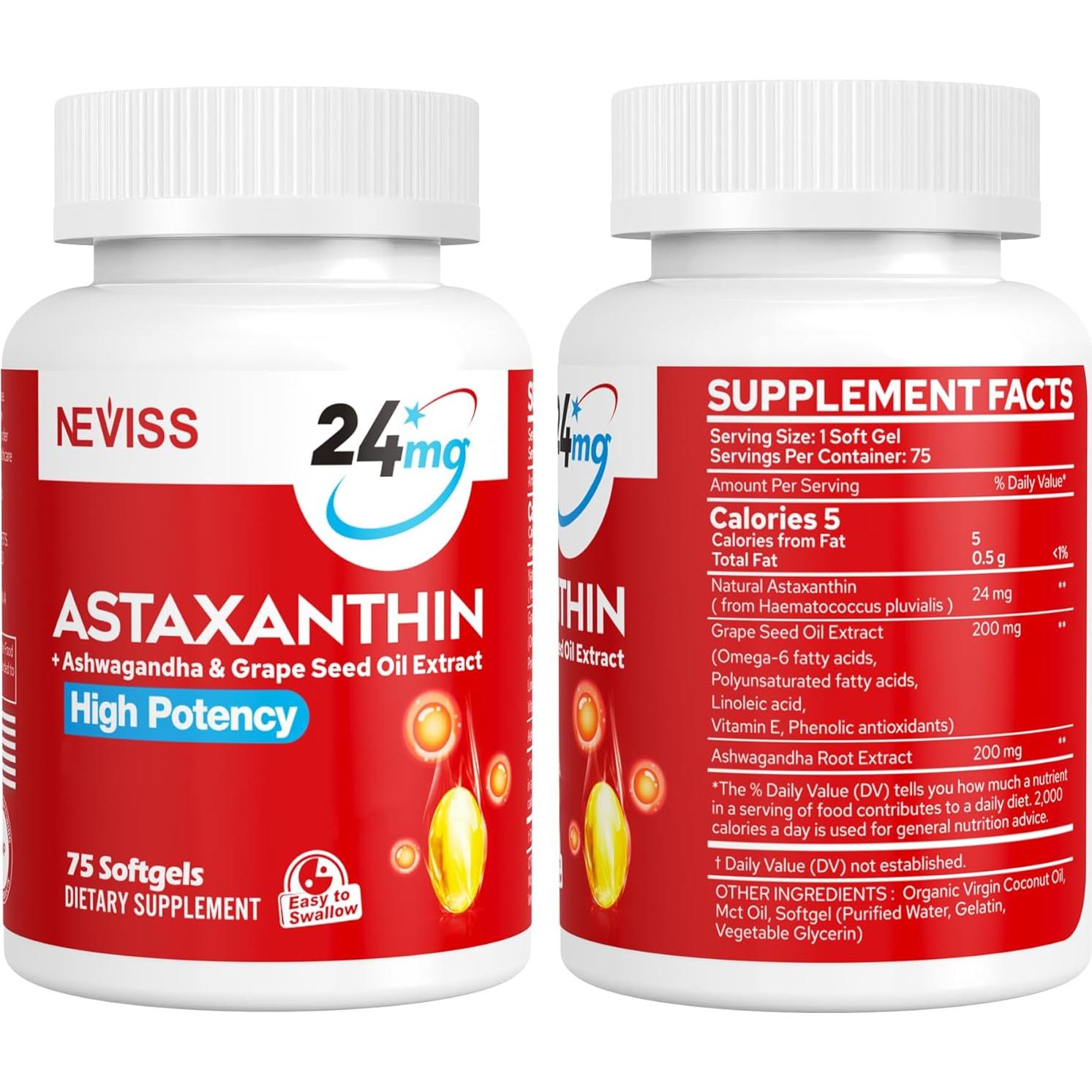 Suplemento de Astaxantina 24mg Neviss - 150 Cápsulas Blandas