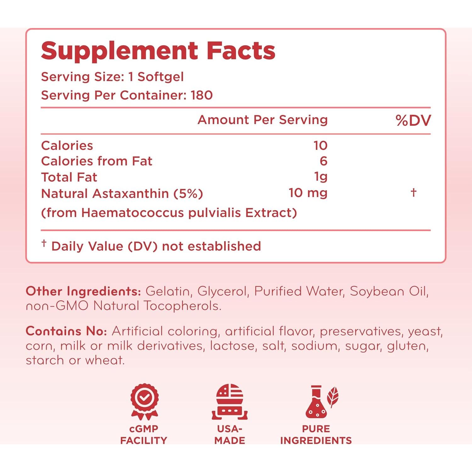 Suplemento de Astaxantina 10mg Clear Formulas - Antioxidante
