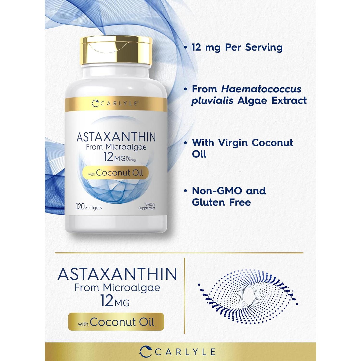Carlyle Astaxantina 12mg 120 Gelatinas Blandas con Aceite de Coco
