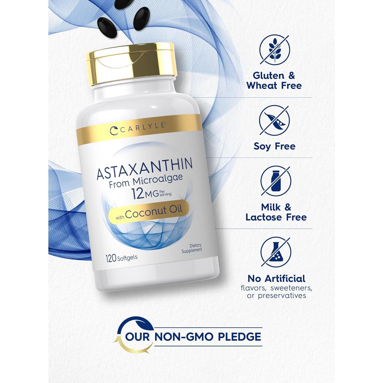 Carlyle Astaxantina 12mg 120 Gelatinas Blandas con Aceite de Coco