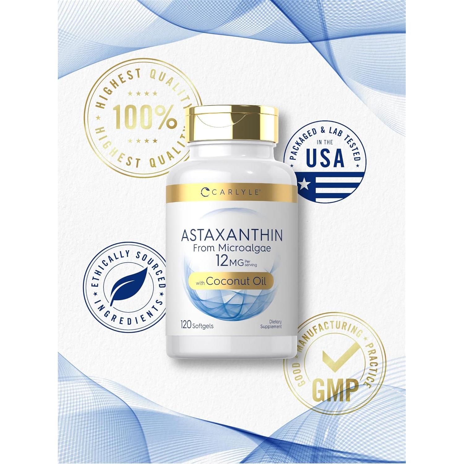 Carlyle Astaxantina 12mg 120 Gelatinas Blandas con Aceite de Coco