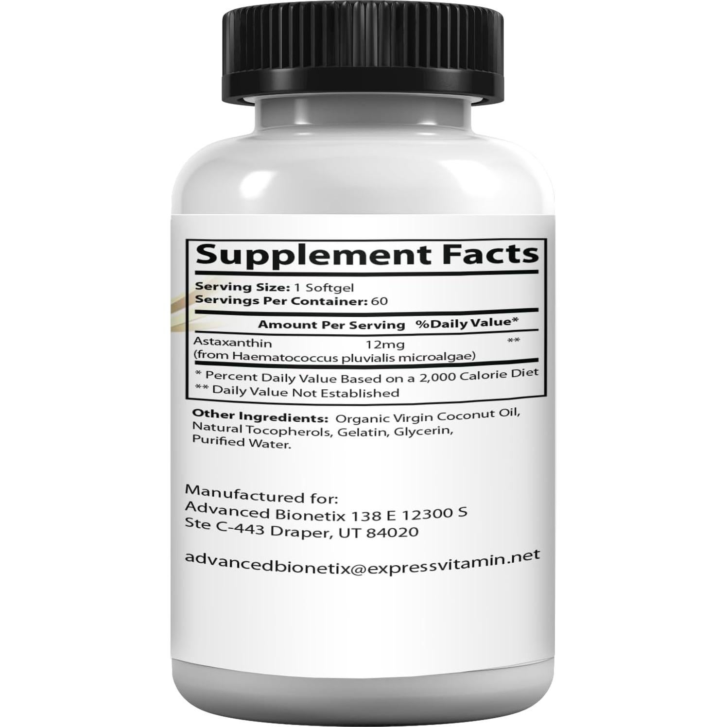 AstaQuil Astaxantina 12mg 60 geles blandos antioxidantes