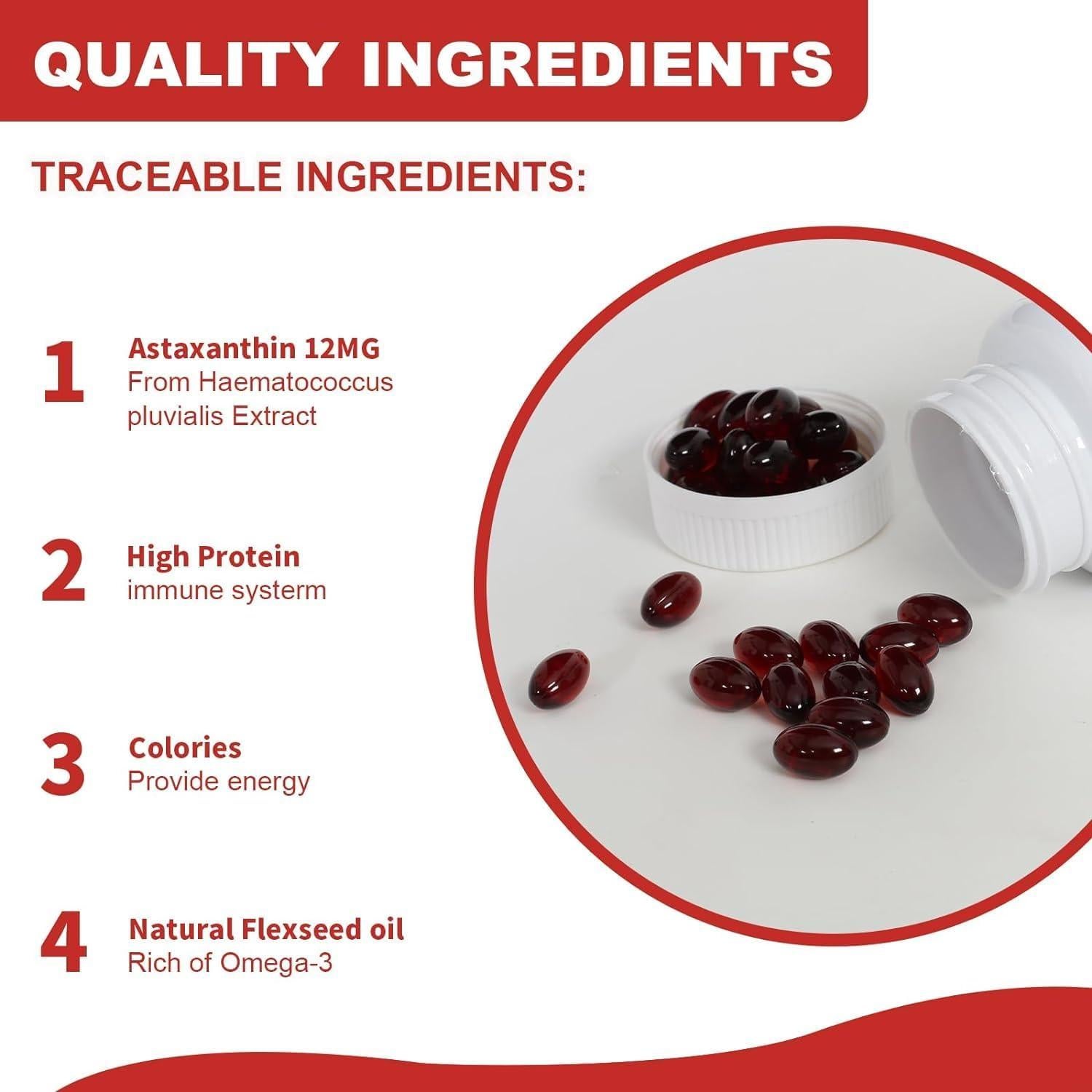 Suplemento de Astaxantina Ubiney 12mg 120 Cápsulas Blandas