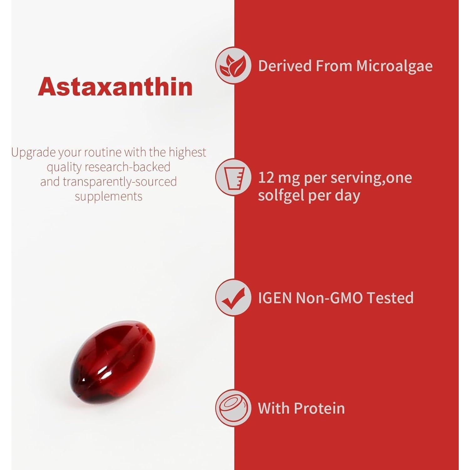 Suplemento de Astaxantina Ubiney 12mg 120 Cápsulas Blandas