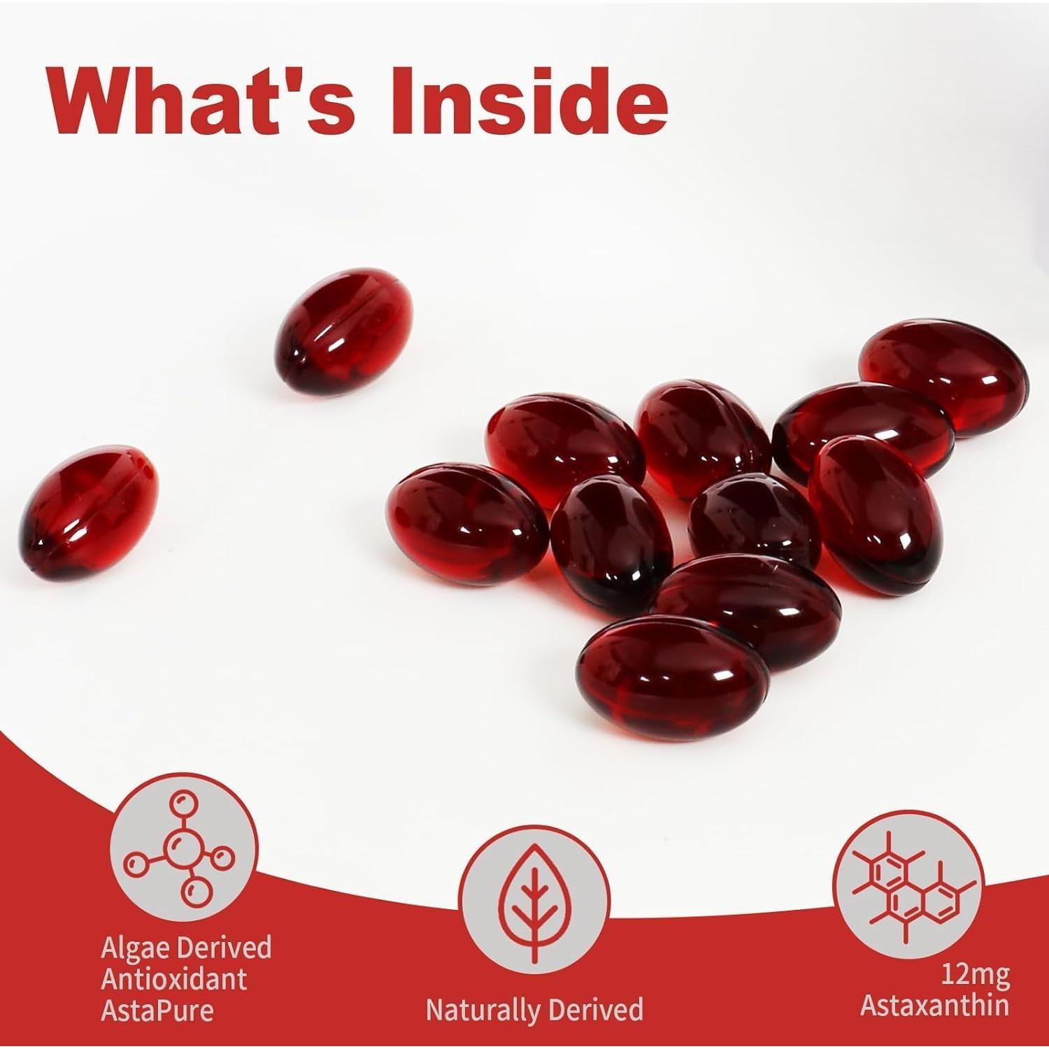 Suplemento de Astaxantina Ubiney 12mg 120 Cápsulas Blandas