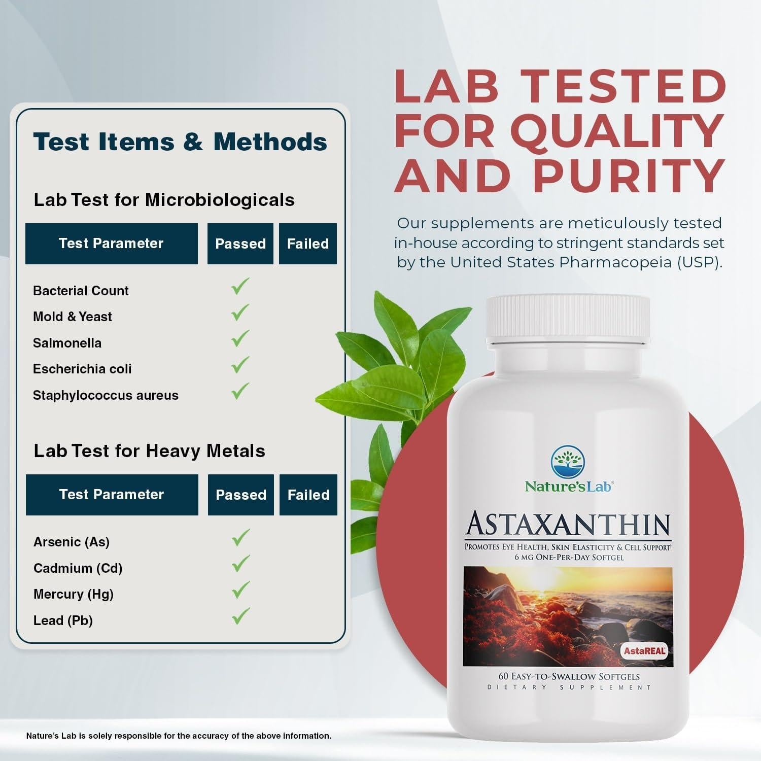 Astaxantina AstaREAL Nature's Lab 6mg 60 cápsulas antioxidantes