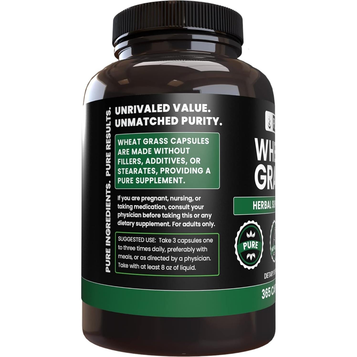 Cápsulas de Pasto de Trigo Orgánico Puro 365 Unidades