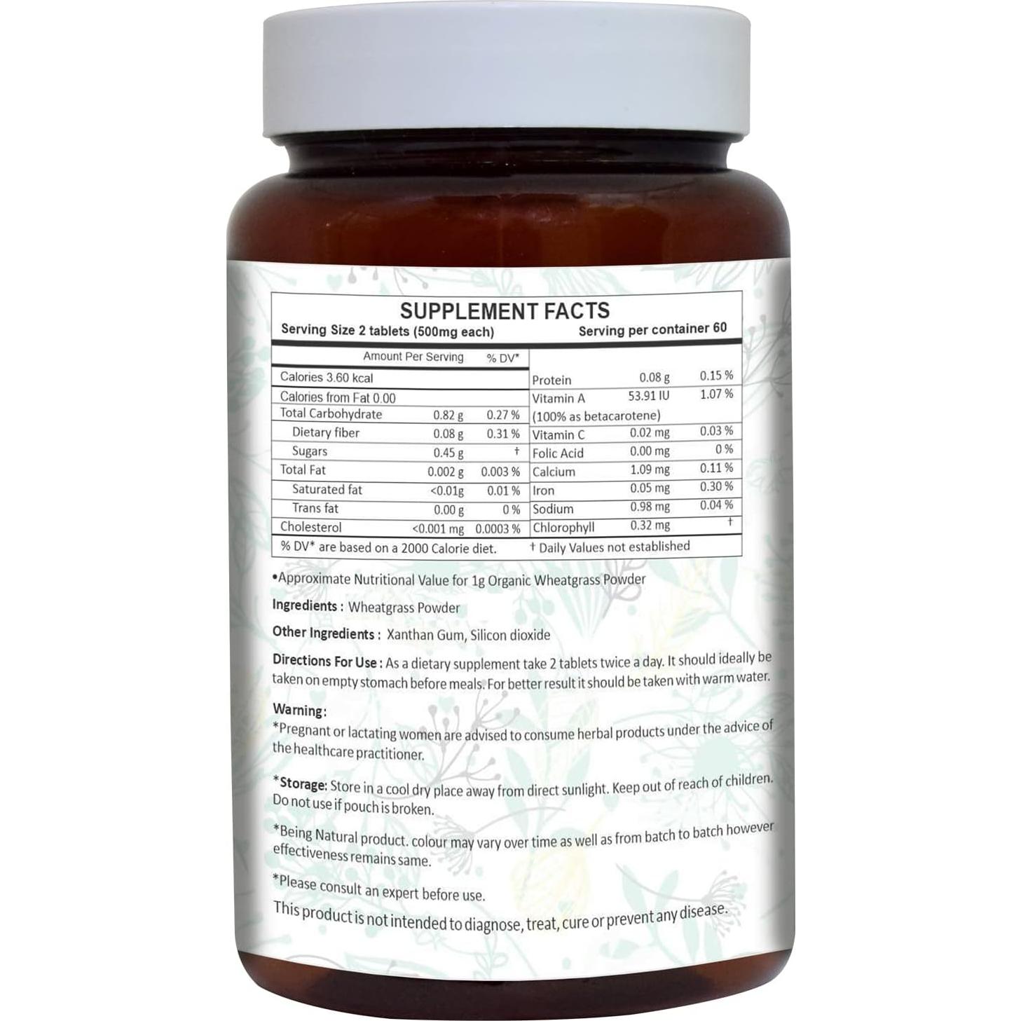 Tabletas de Pasto de Trigo AyurForest 120 Unidades 500 mg