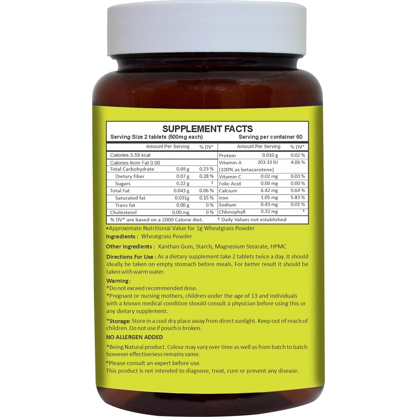 Tabletas de Trigo Hierba Herbal Hills 120 Unidades 108g