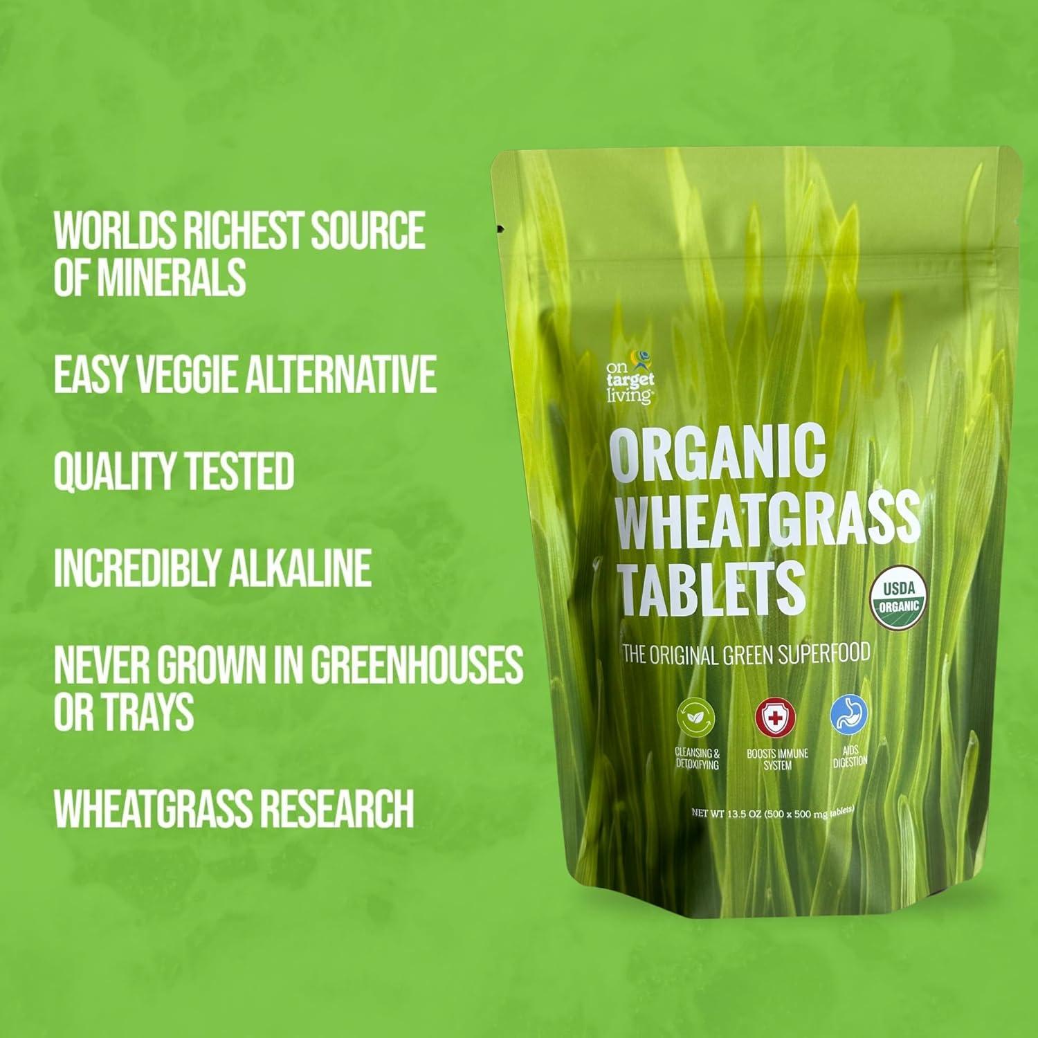 Tabletas de Pasto de Trigo Orgánico On Target Living - 500 Unidades