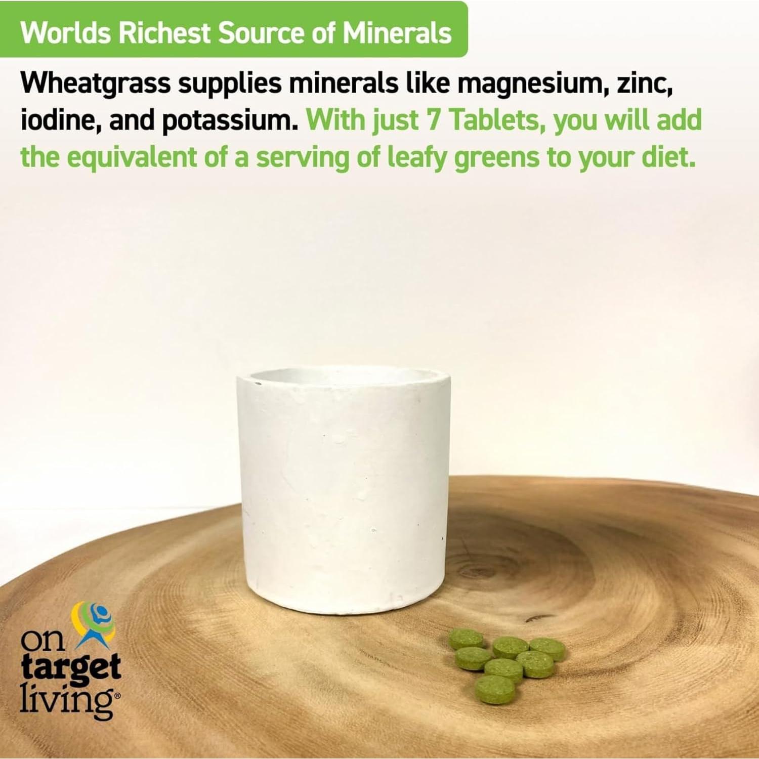 Tabletas de Pasto de Trigo Orgánico On Target Living - 500 Unidades