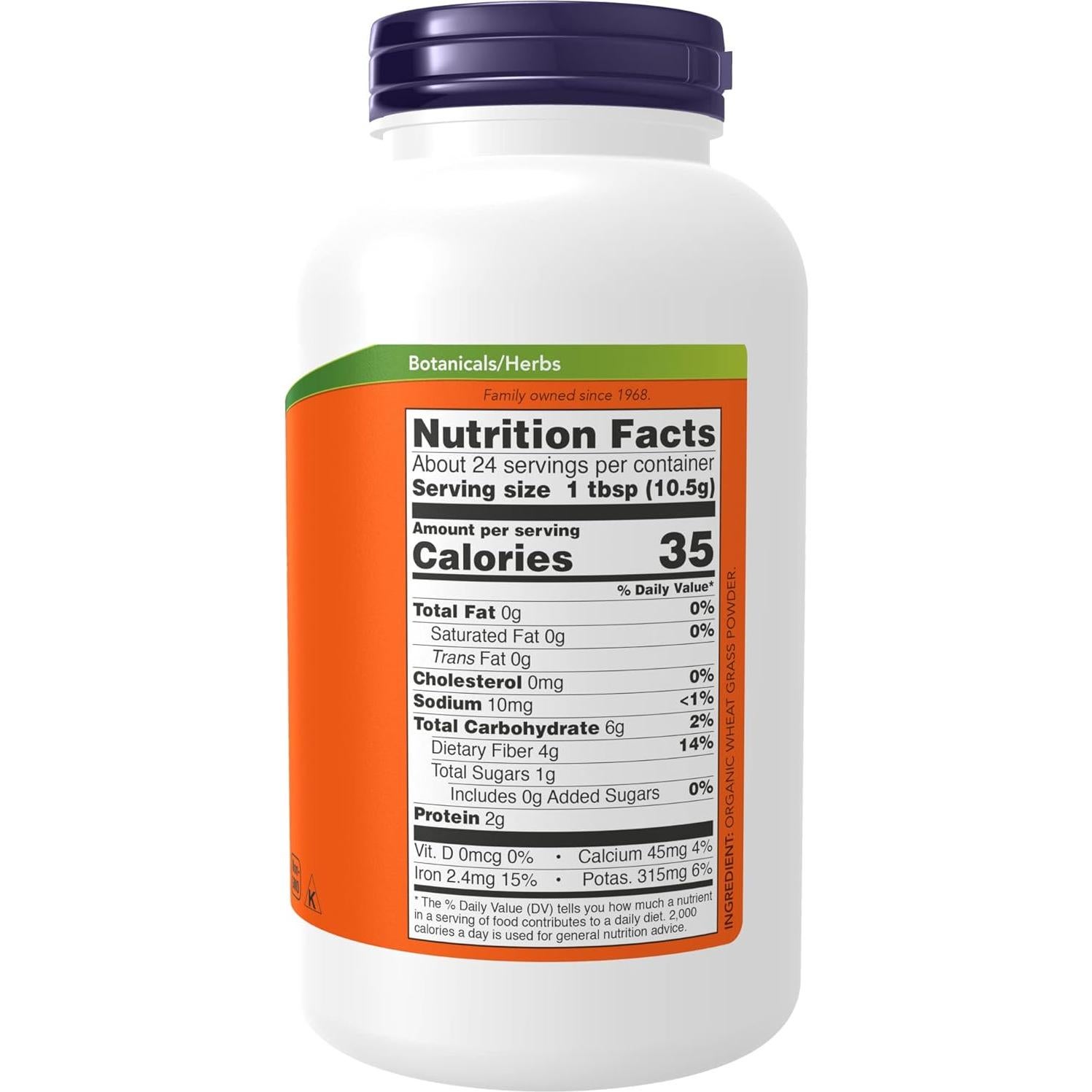 Polvo de Pasto de Trigo Orgánico NOW Foods 255 Gramos