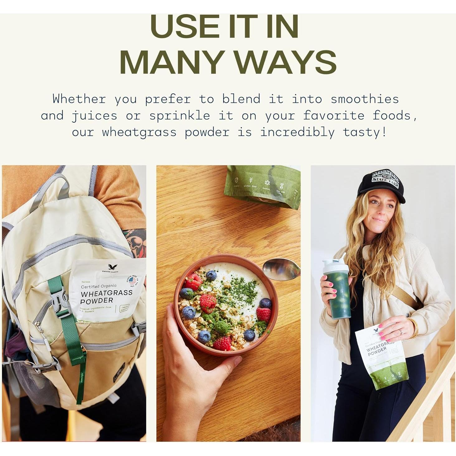 Polvo de pasto de trigo orgánico Stateside Growers 226.8g