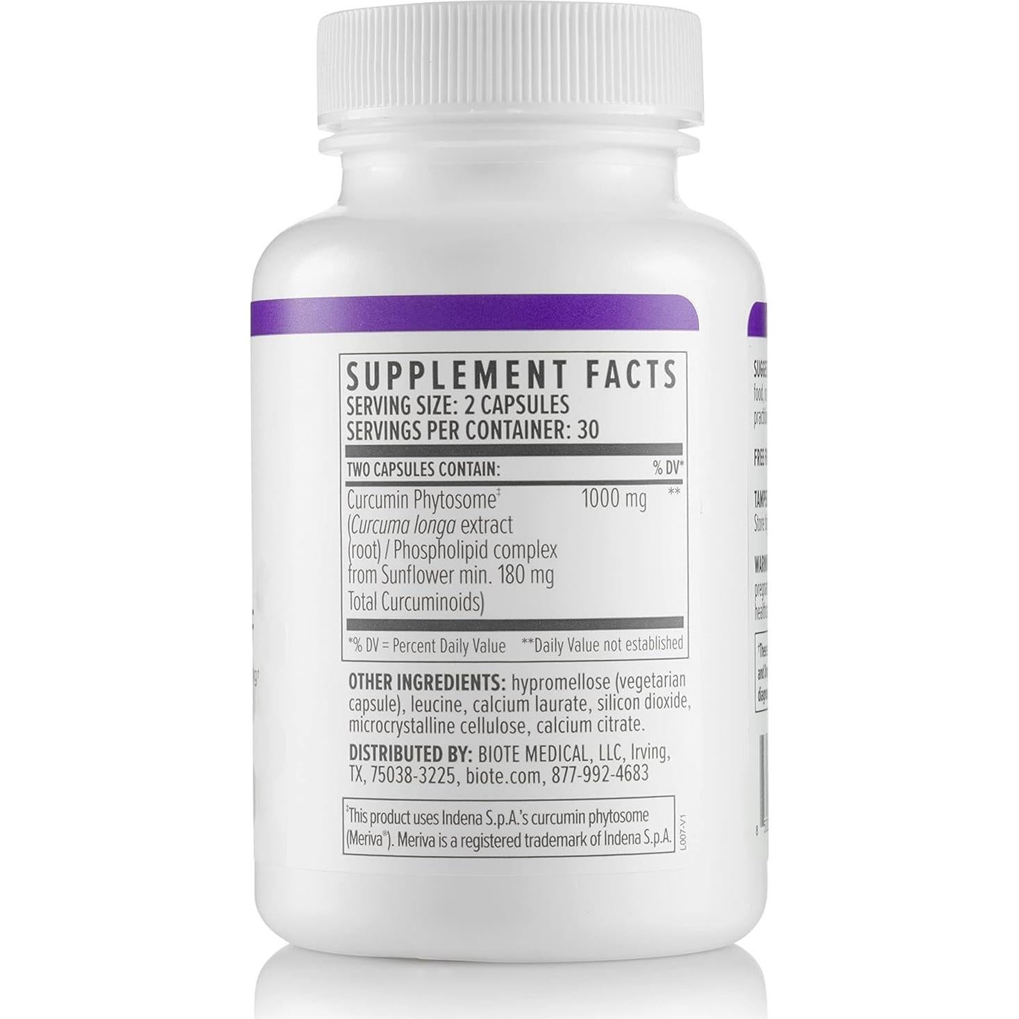 Suplemento de Curcumina SF BioTE - 60 Cápsulas Antioxidantes