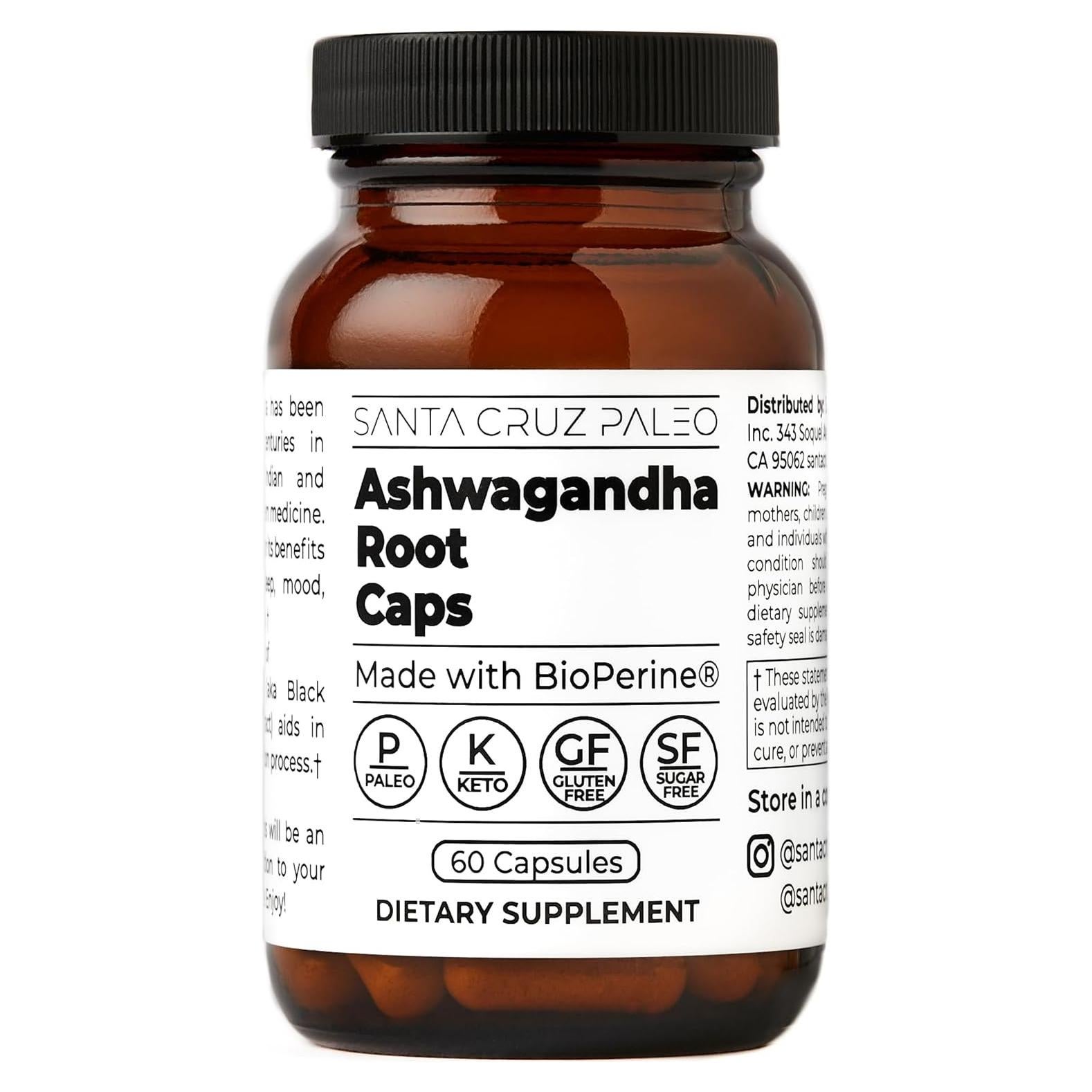 Cápsulas de Ashwagandha Santa Cruz Paleo 600mg 60 Unidades