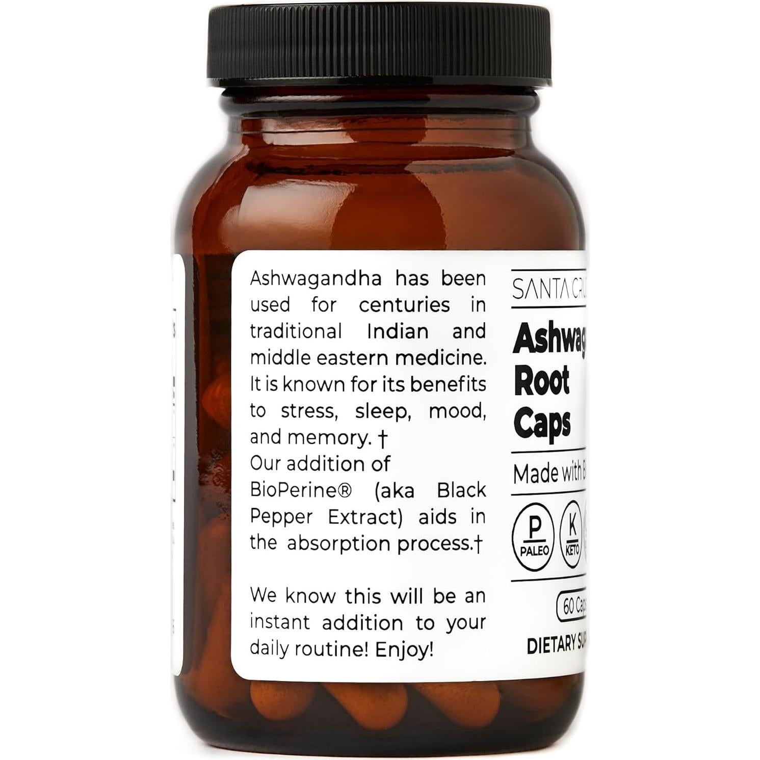 Cápsulas de Ashwagandha Santa Cruz Paleo 600mg 60 Unidades