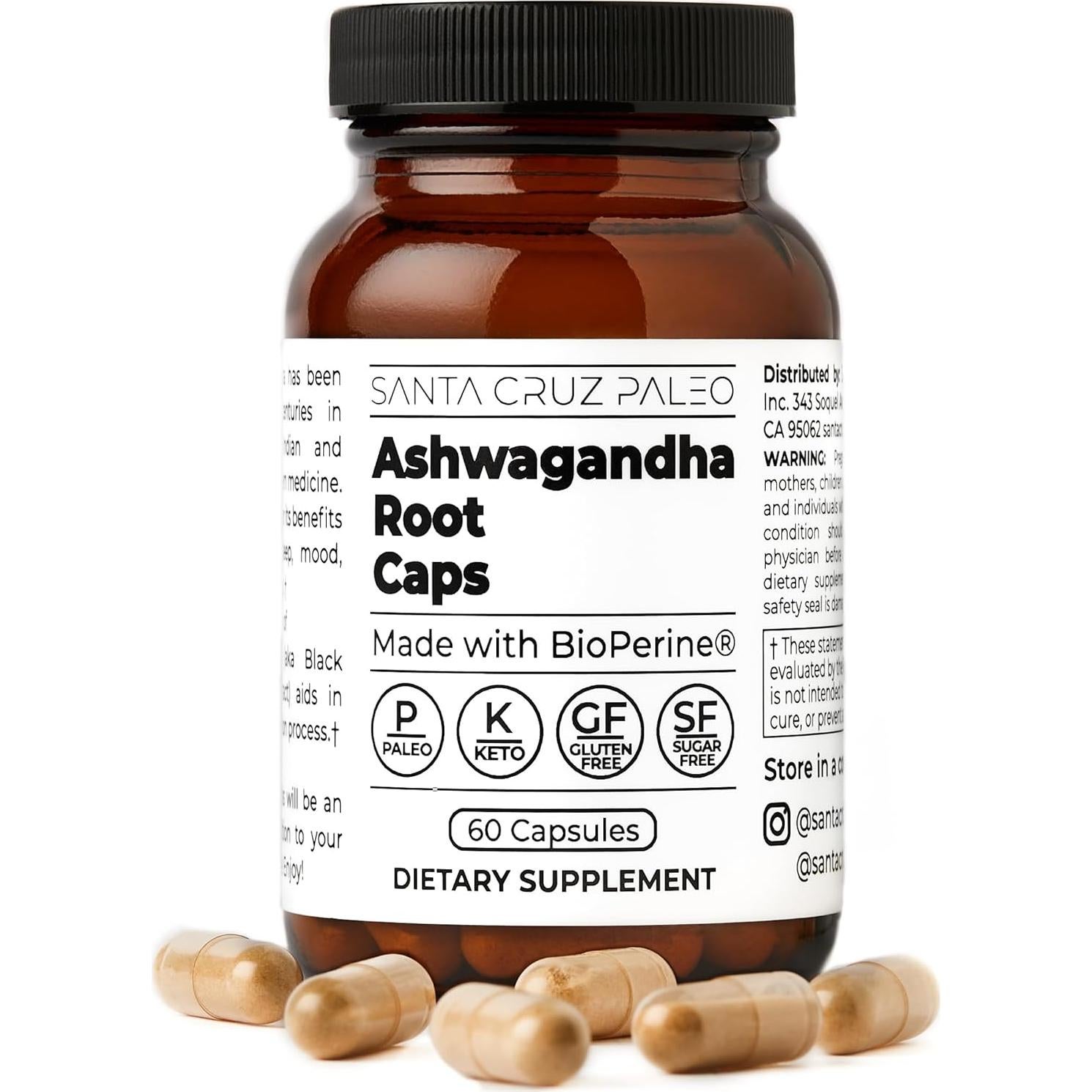 Cápsulas de Ashwagandha Santa Cruz Paleo 600mg 60 Unidades