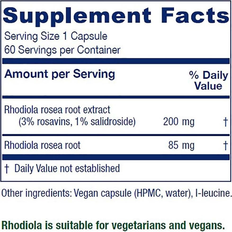 Extracto de Rhodiola Rosea Vitanica 200mg - 60 Cápsulas Veganas