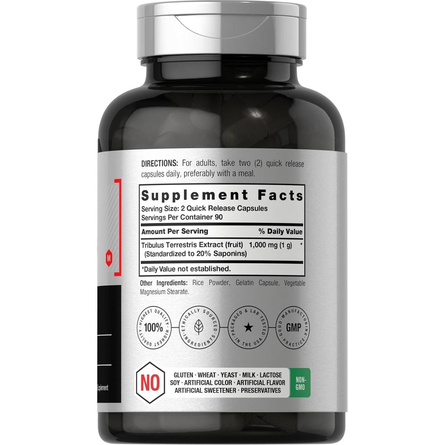 Suplemento Tribulus Terrestris Horbaach 1000mg 180 Cápsulas