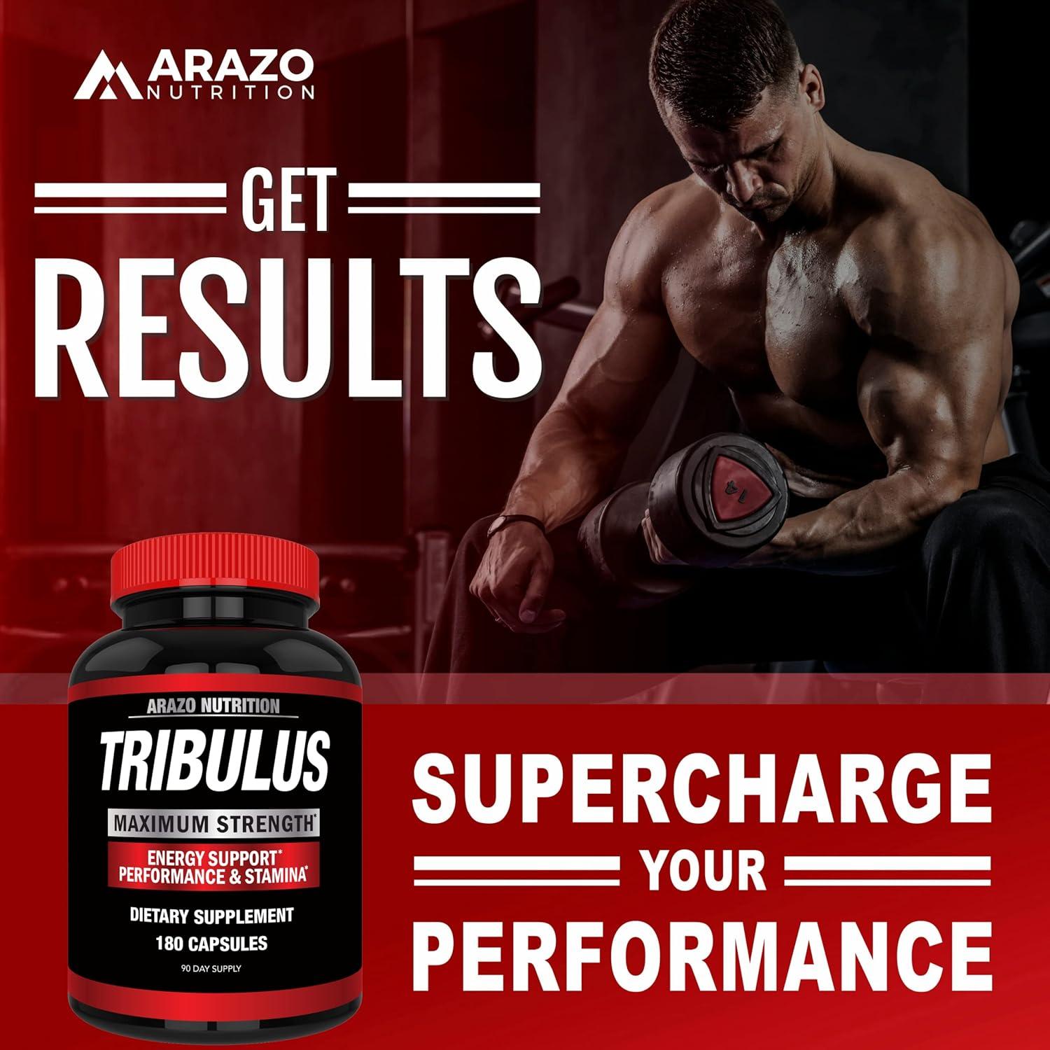 Arazo Nutrition Tribulus Terrestris 1500mg - 180 Cápsulas Aumentador de Energía