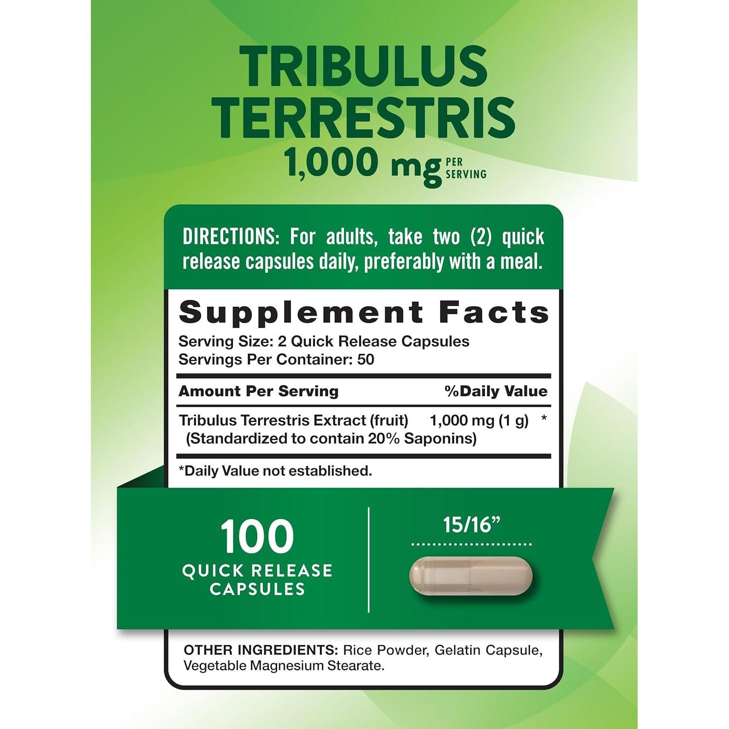Tribulus Terrestris 1000mg Verdad de la Naturaleza - 60 Cápsulas