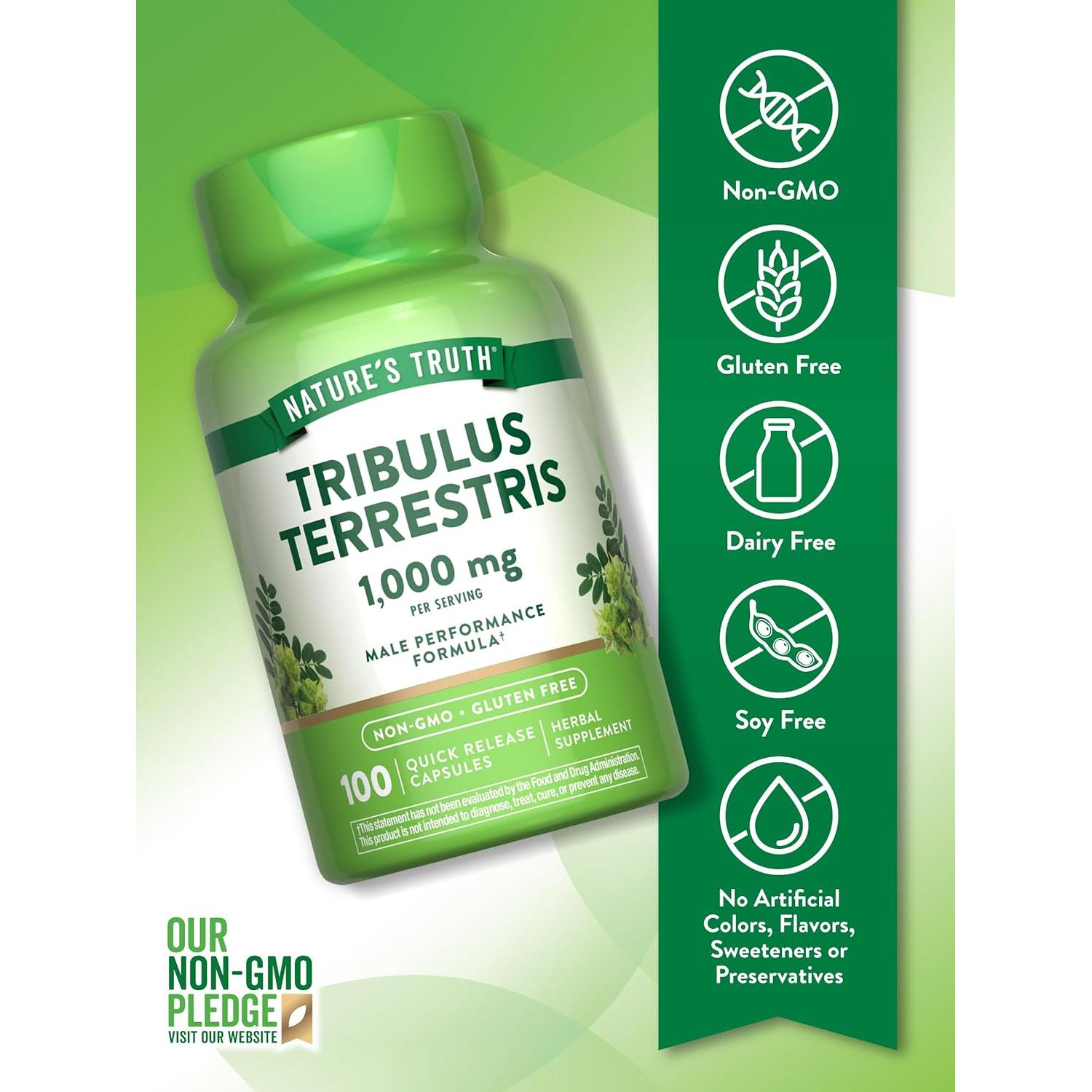 Tribulus Terrestris 1000mg Verdad de la Naturaleza - 60 Cápsulas