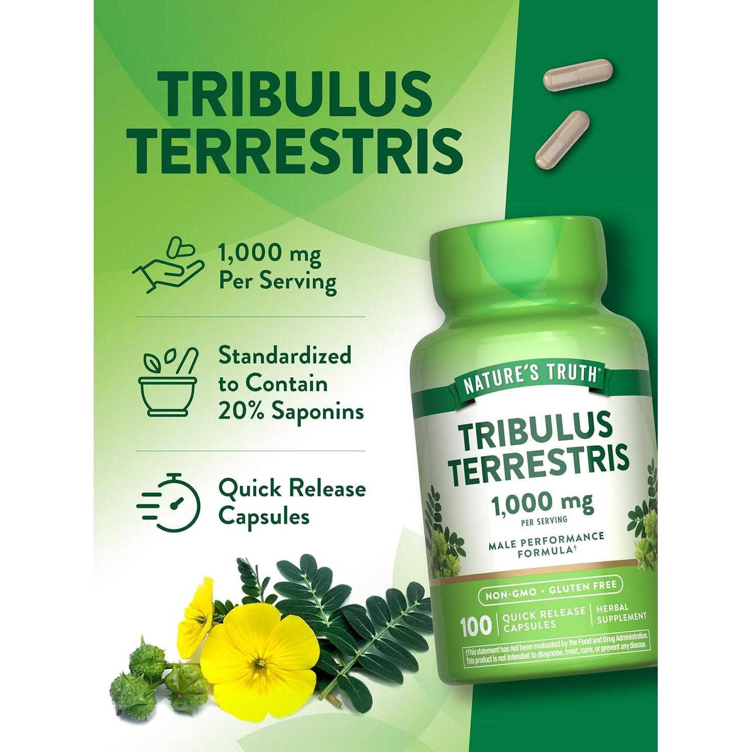 Tribulus Terrestris 1000mg Verdad de la Naturaleza - 60 Cápsulas